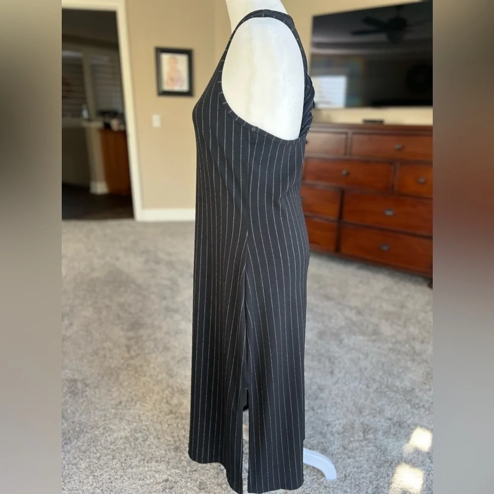 BANANA republic twist racer back dress, side slit, black pin stripe, small - Picture 11 of 11